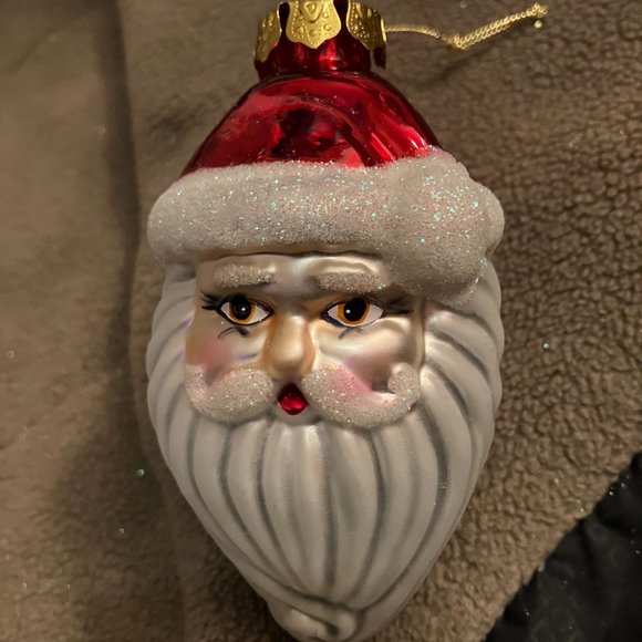 SET OF 4 GLASS CHRISTMAS SANTA CLAUS ORNAMENTS - Picture 7 of 13